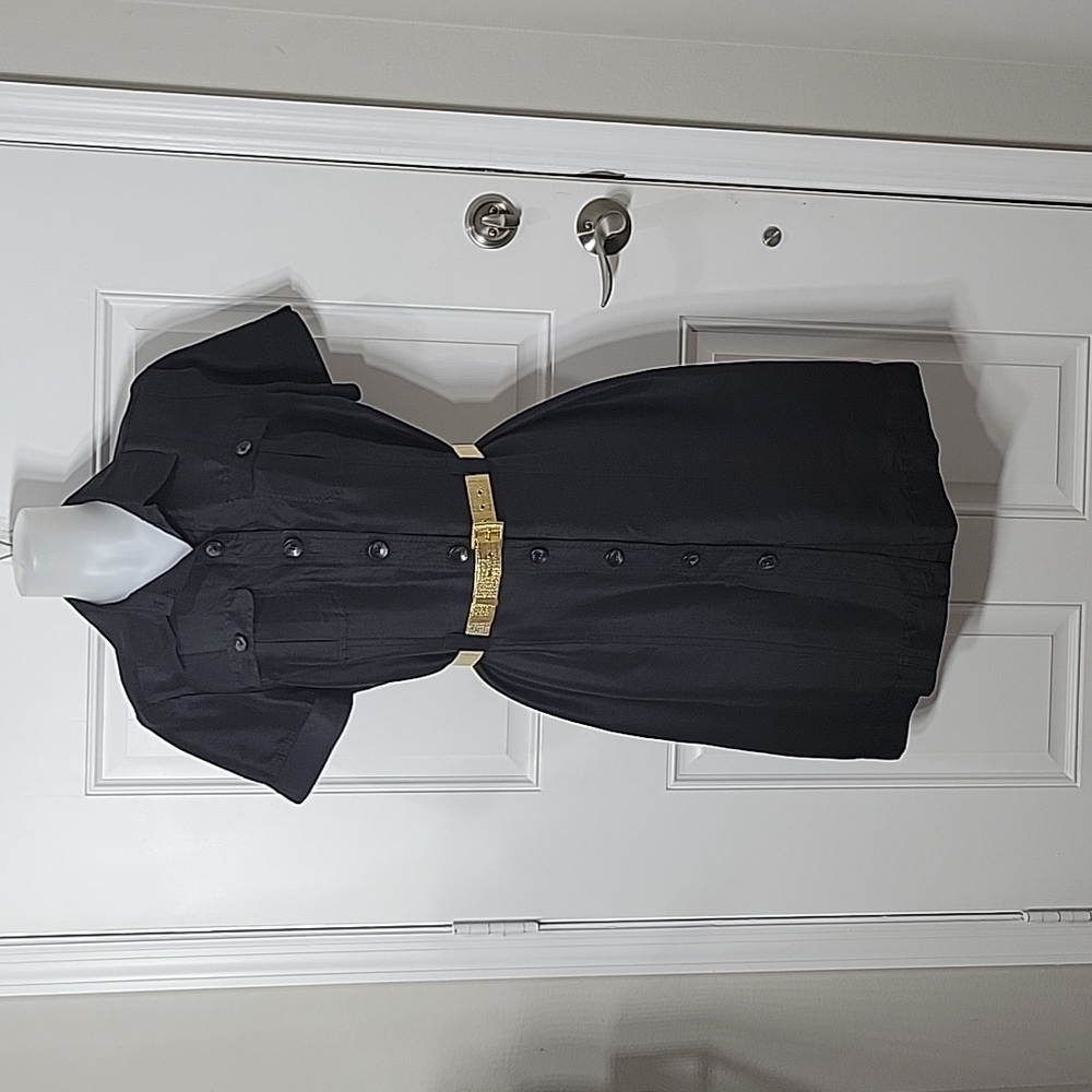 M&S Super Light LBD Silk Shirt Dress Size UK16/US12/L